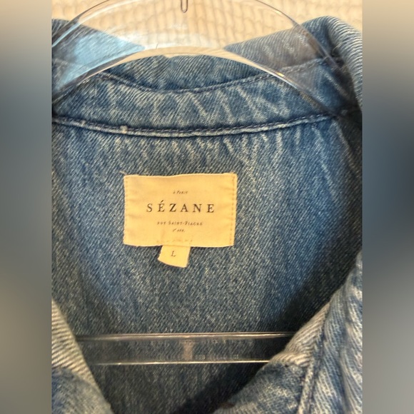 Sezane Ana Denim Dress Size L - Picture 4 of 12